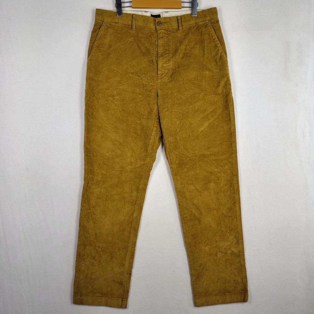 J.Crew Classic Straight Corduroy Pants Mens 36x32 Mustard Yellow Khaki Stretch